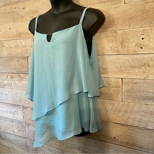 🛍️3/$30 Le Chateau‎ women’s aqua layered sleeveless blouse  in size XXL